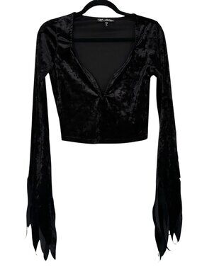 Dolls Kill x Elvira Mistress of the Dark Velvet Tattered Sleeve Top Large
